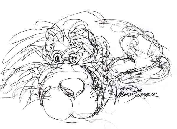 Big Dog drawing by Mark Scribbler.