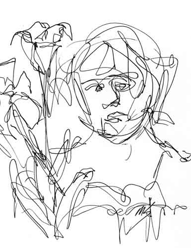 Pen and ink portrait.