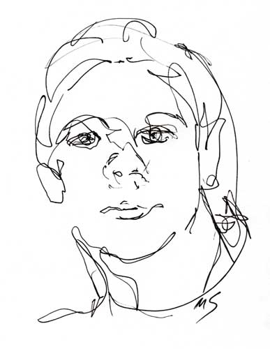 A pen and ink portrait of Zak