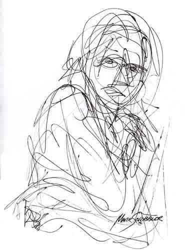 A pen and ink sketch of Sal.